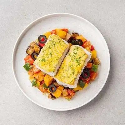Dill Lemon Fish With Caponata Vegetables